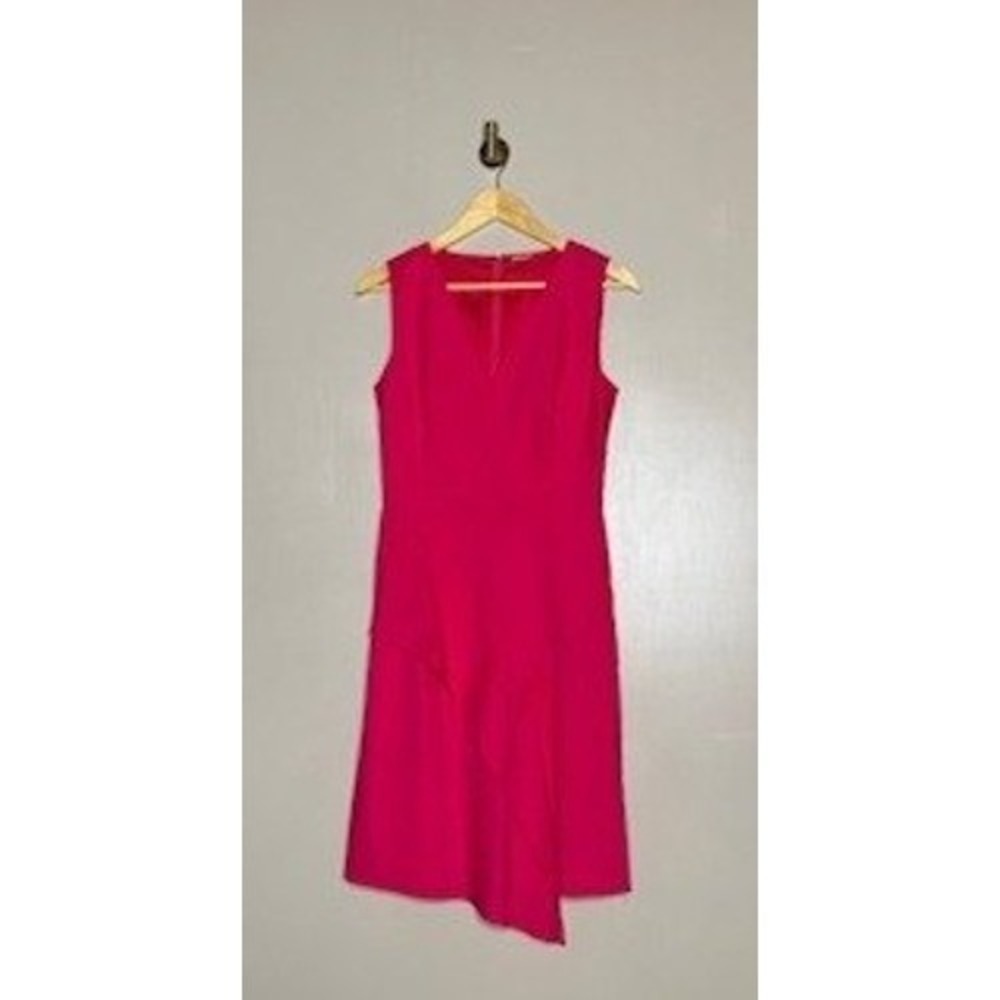 Elie Tahari Fuchsia Pink Linen Blend Dress Womens 4 Asymmetrical Hem